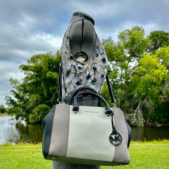 MICHAEL Michael Kors Sutton Stripe Convertible Medium Saffiano Leather Satchel - Picture 4 of 16